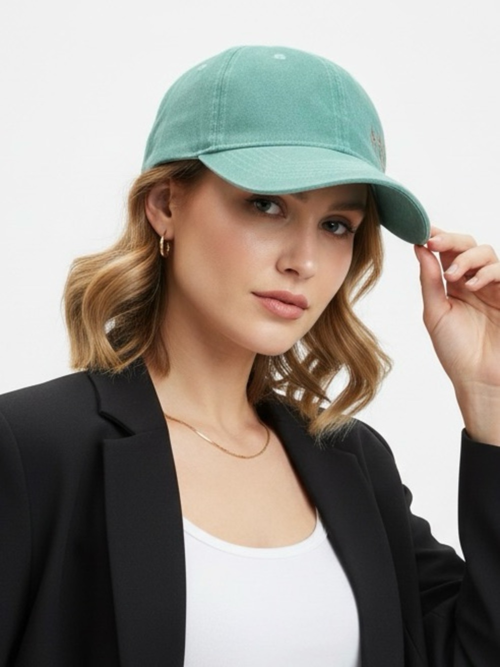 Teal Gold Elk Embroidered Womenโs Ball Cap